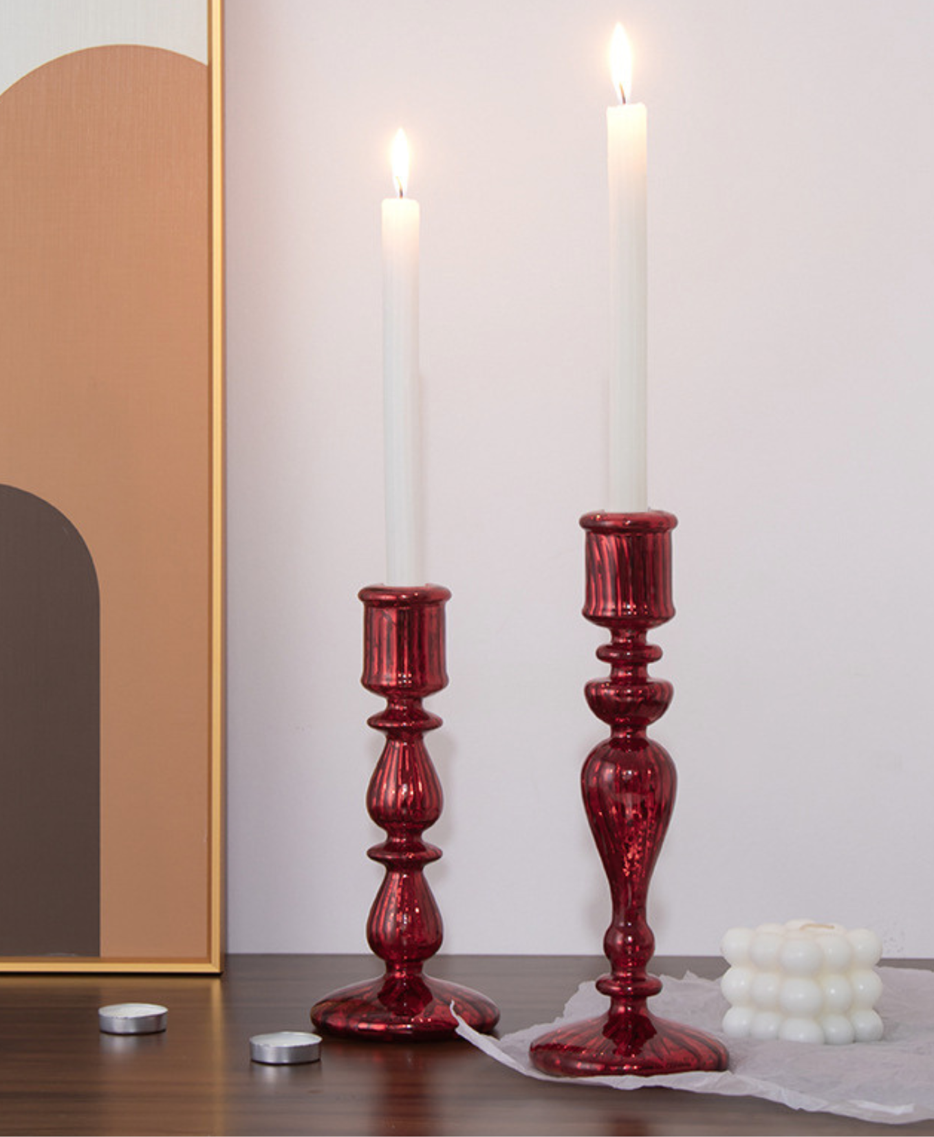 Crimson & Silver Regal Candlestick
