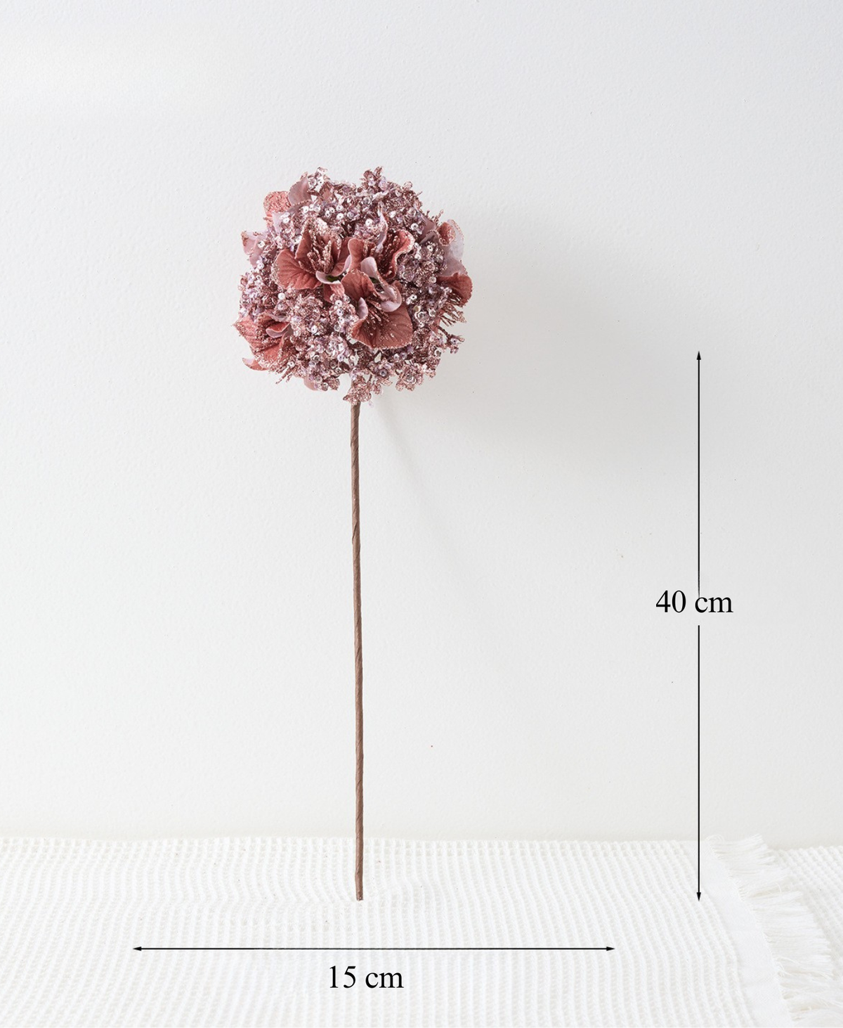 Pink Glitter Hydrangea Floral Pick