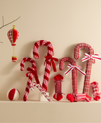 Christmas Checkered Candy Cane Bow Ornament