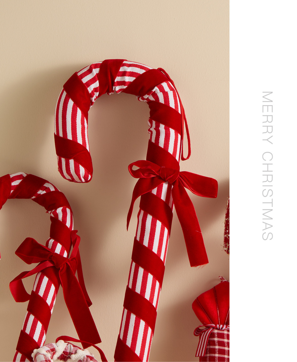 Christmas Checkered Candy Cane Bow Ornament