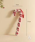 Christmas Checkered Candy Cane Bow Ornament