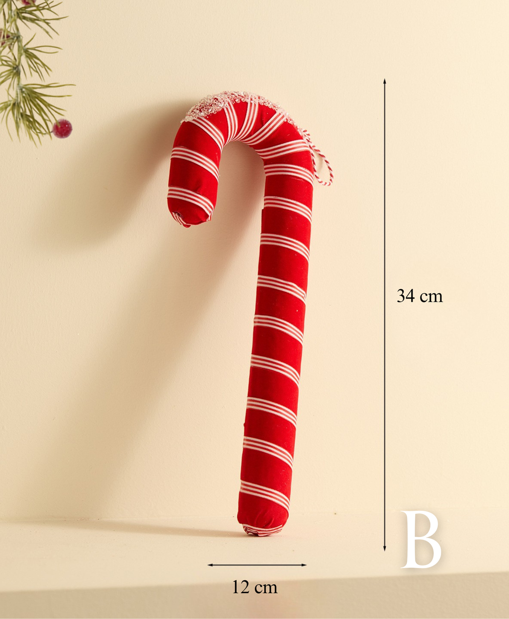 Christmas Checkered Candy Cane Bow Ornament