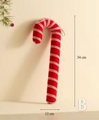 Christmas Checkered Candy Cane Bow Ornament