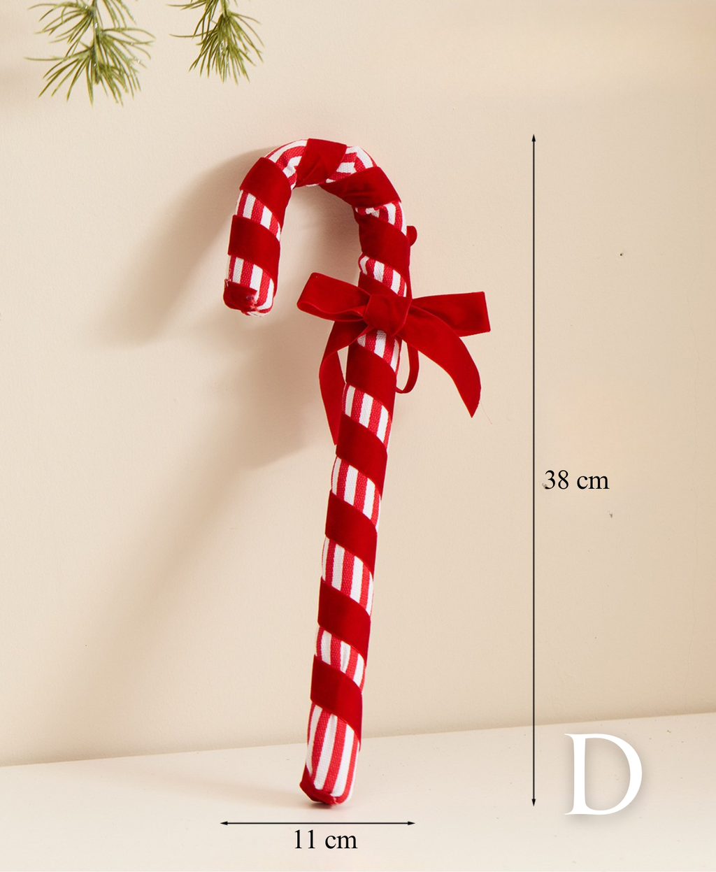 Christmas Checkered Candy Cane Bow Ornament