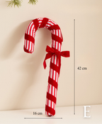 Christmas Checkered Candy Cane Bow Ornament