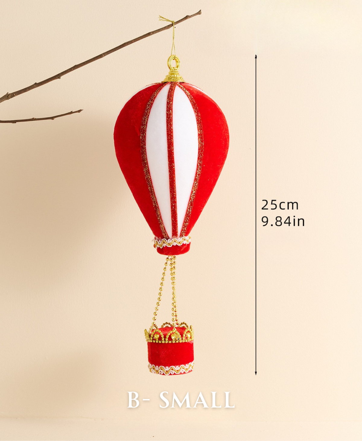 Red & White Hot Air Balloon Ornament