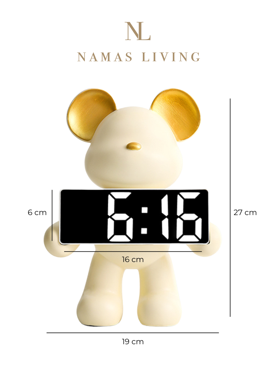 Beige Bear Alarm Clock