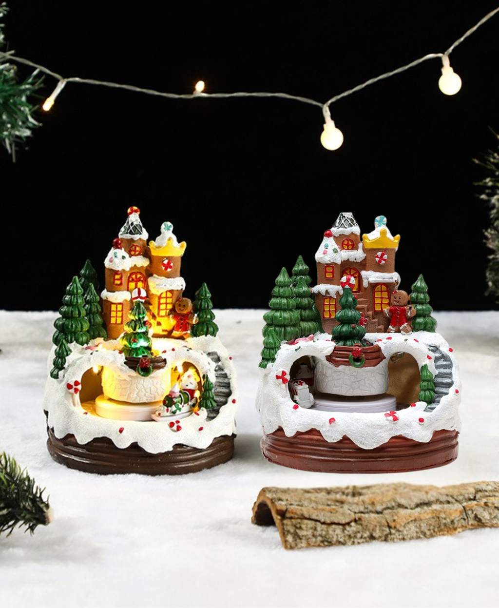 Rotating Gingerbread Light-Up Music Box