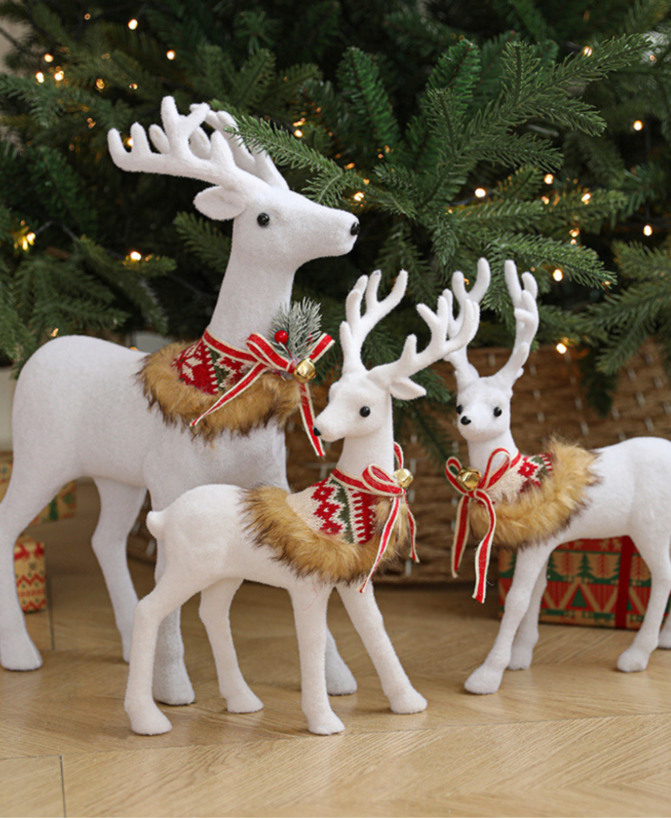Holiday Elk with Knit Scarves Decoration