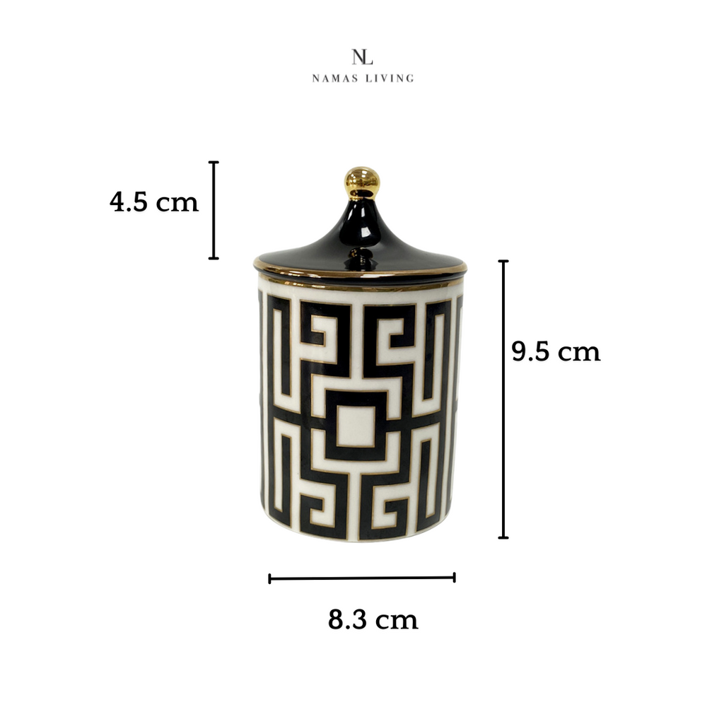 GIFTING INSPIRATION - Black and White Labyrinth Ceramic Storage Jar