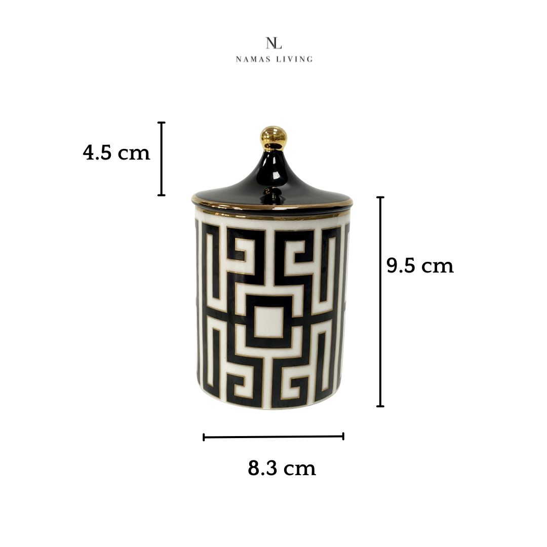 GIFTING INSPIRATION - Black and White Labyrinth Ceramic Storage Jar