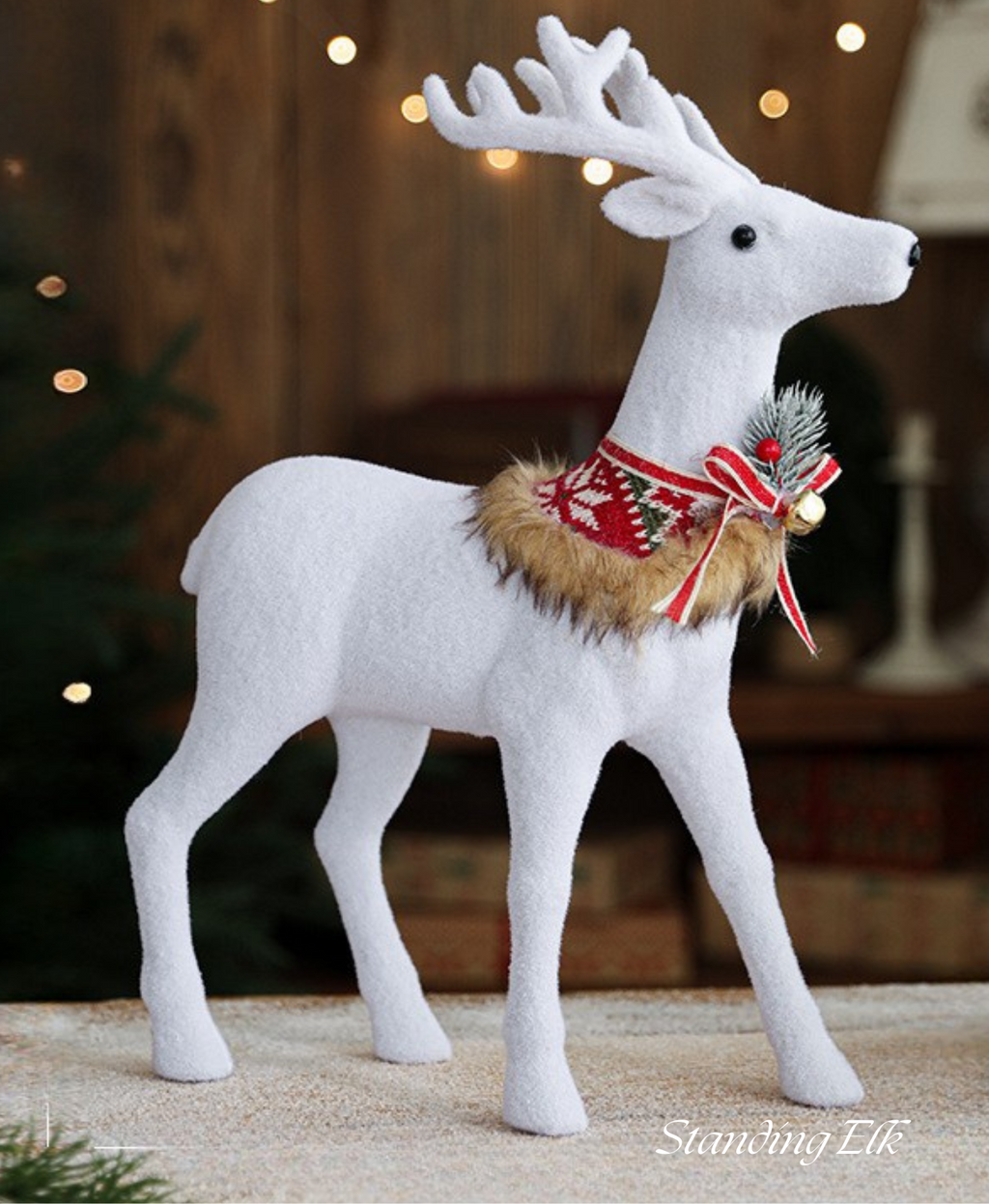 Holiday Elk with Knit Scarves Decoration