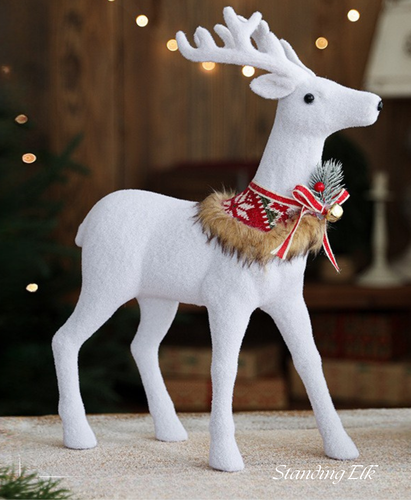Holiday Elk with Knit Scarves Decoration