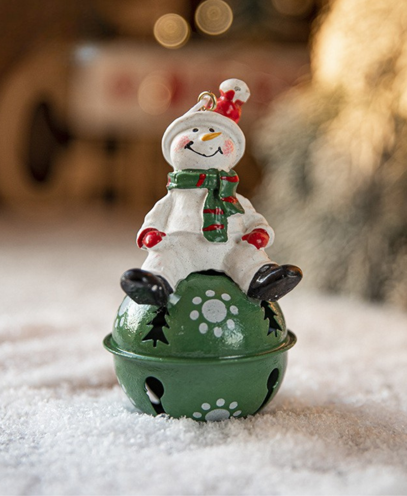 Santa & Snowman Festive Bell Ornament