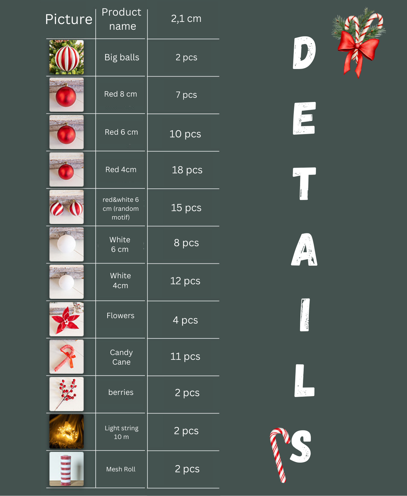 Red and White Christmas Charm Set