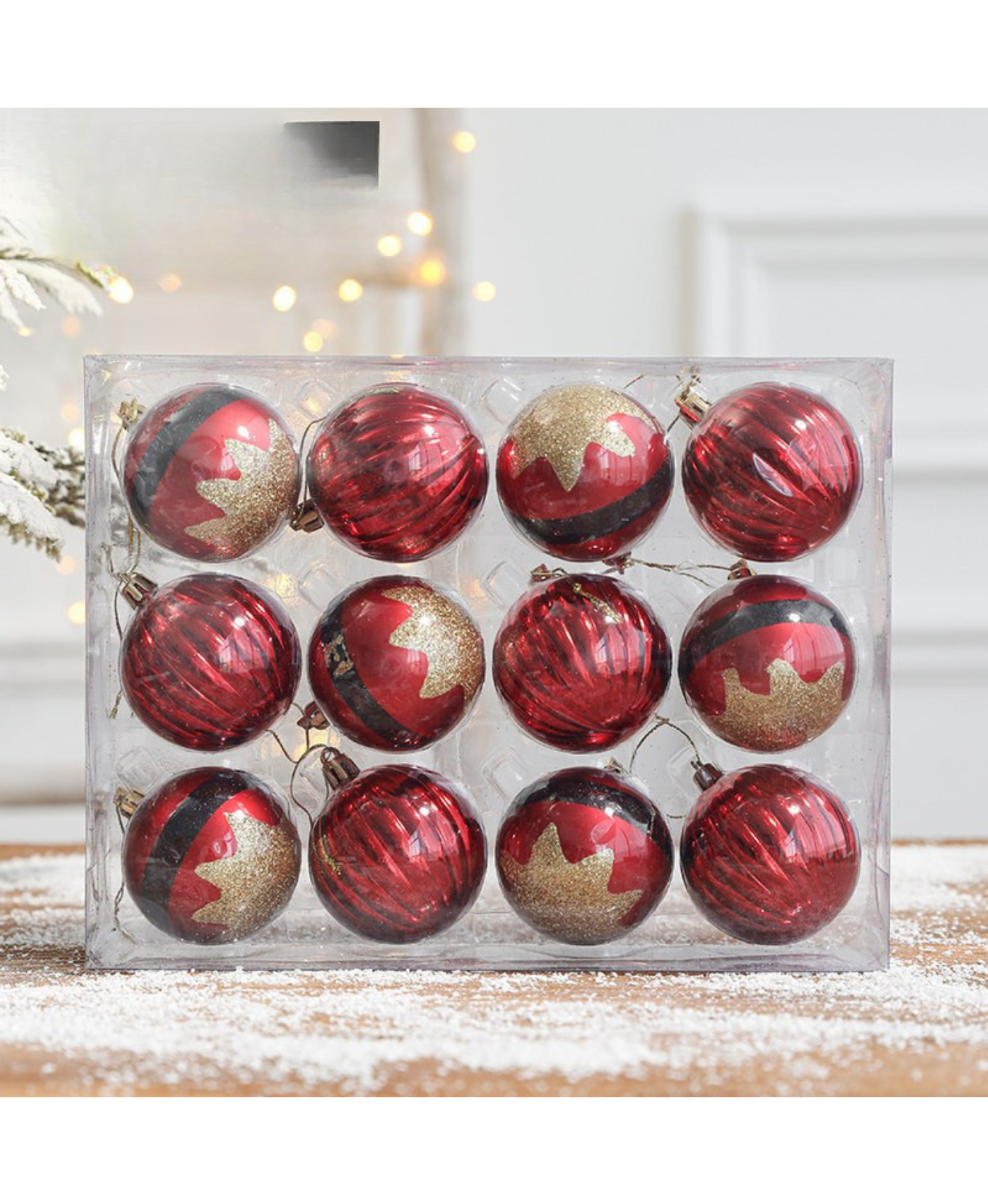 Royal Red Glitter Balls Set