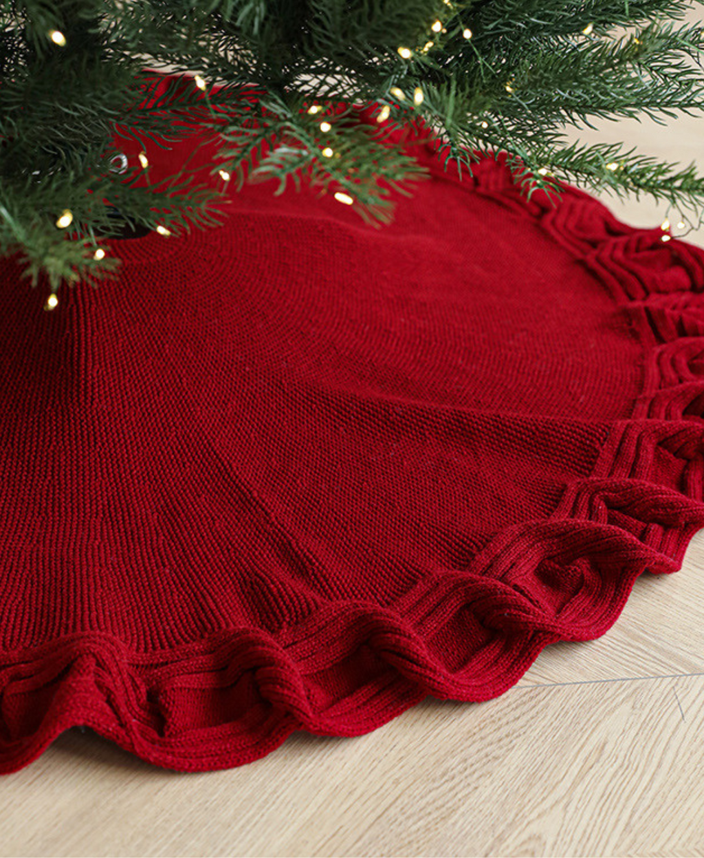 Simple Knit Wool Christmas Tree Skirt