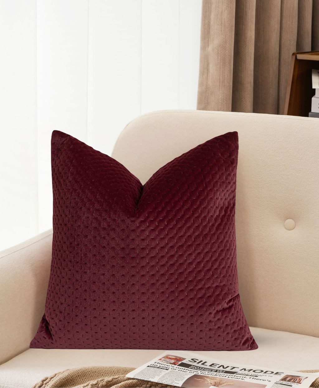 Maroon Waffle Cushion Cover