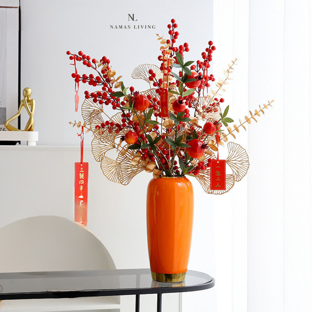 CNY Decorative Ceramic Flowers and Vase