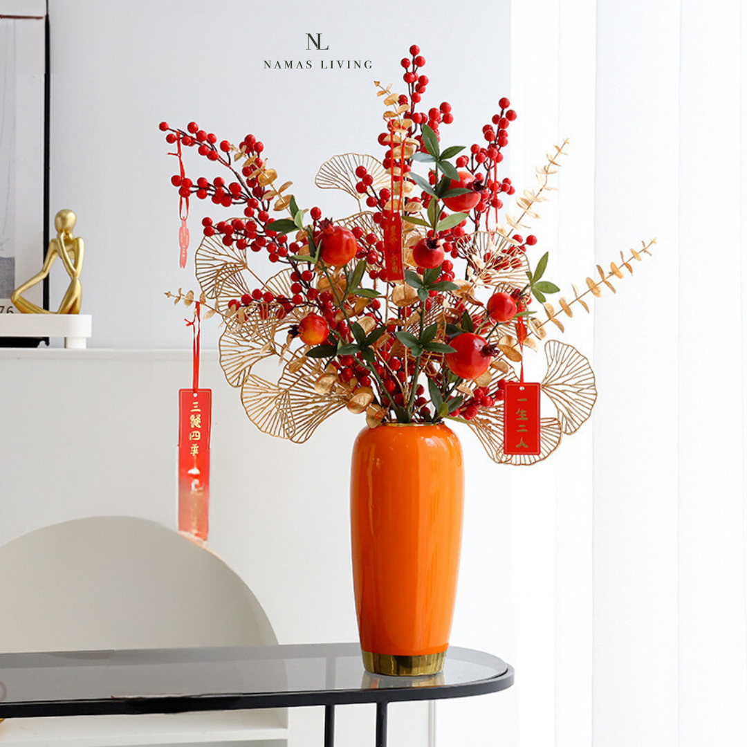 CNY Decorative Ceramic Flowers and Vase