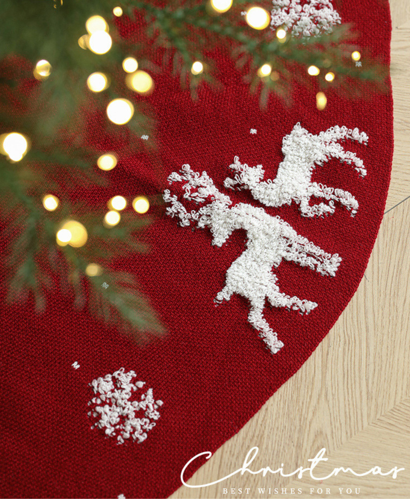 Holiday Elk Knit Tree Skirt Serenity