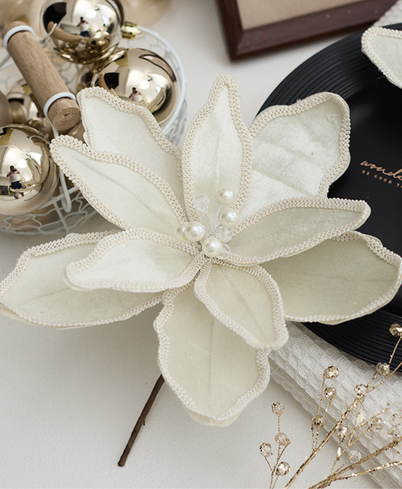 White Christmas Flower Ornament