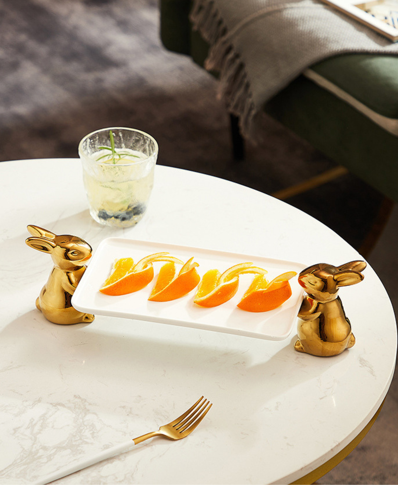 Golden Bunny Ceramic Dish