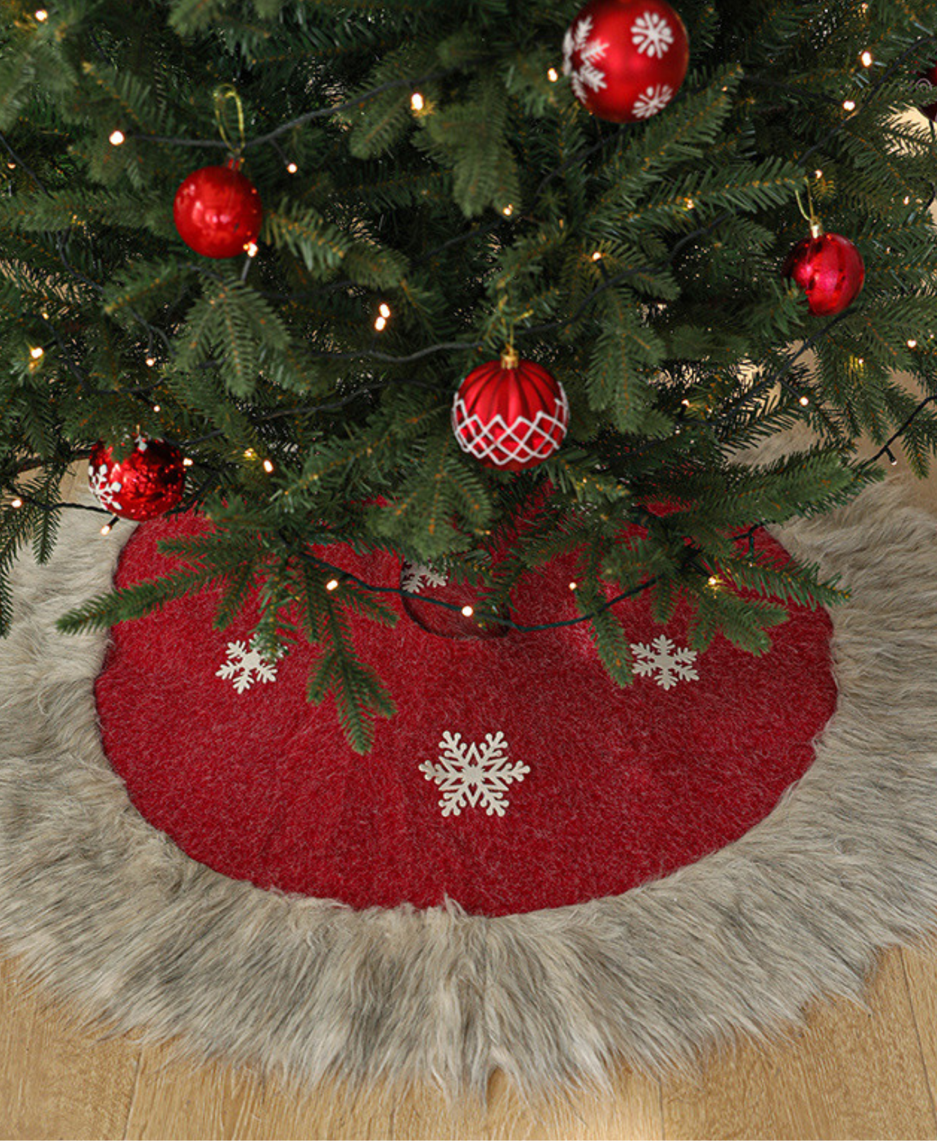 Red Christmas Snowflake Fur Skirt