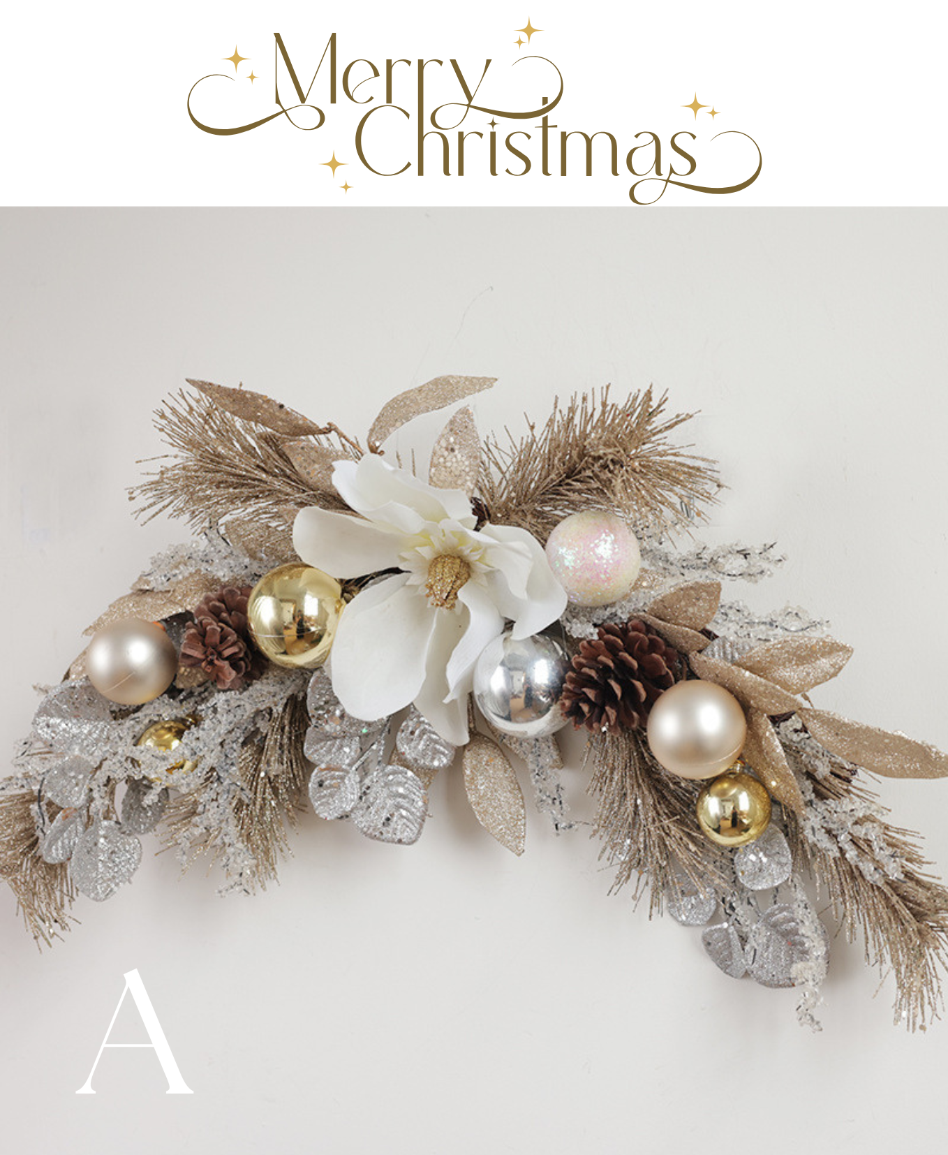 White & Gold Magnolia Wreath