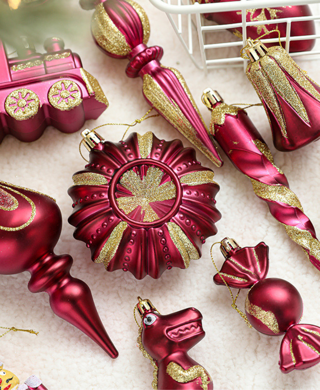 Red Rose Christmas Tree Charms