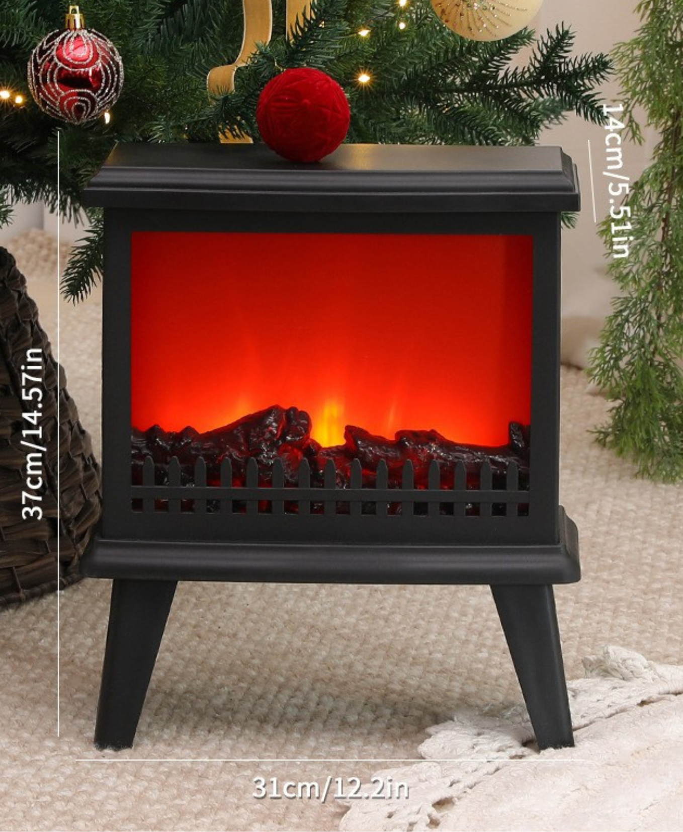 Standing Rustic Fireplace LED Decor