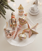Peach Sparkle Christmas Tree Ornaments Set