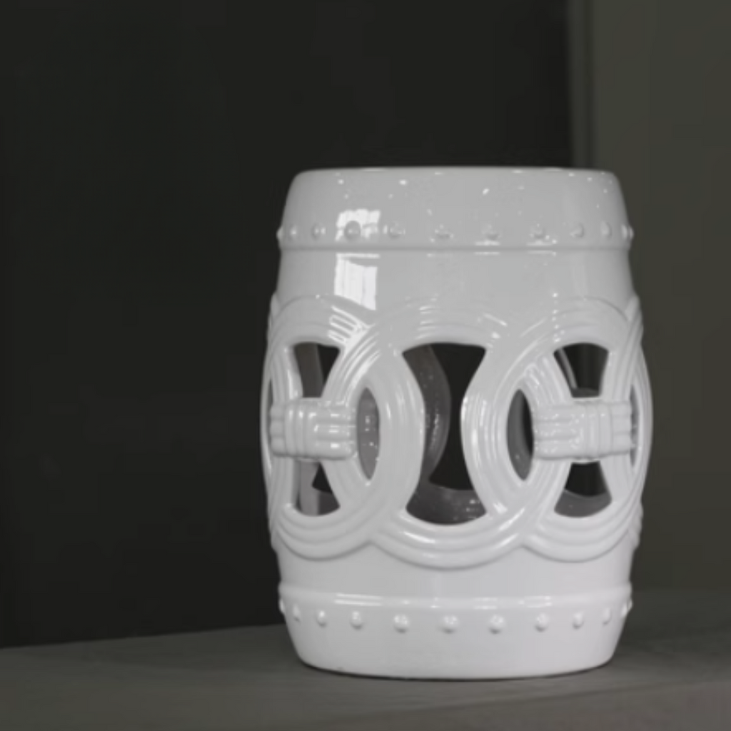 White Lotus Ceramic Stool