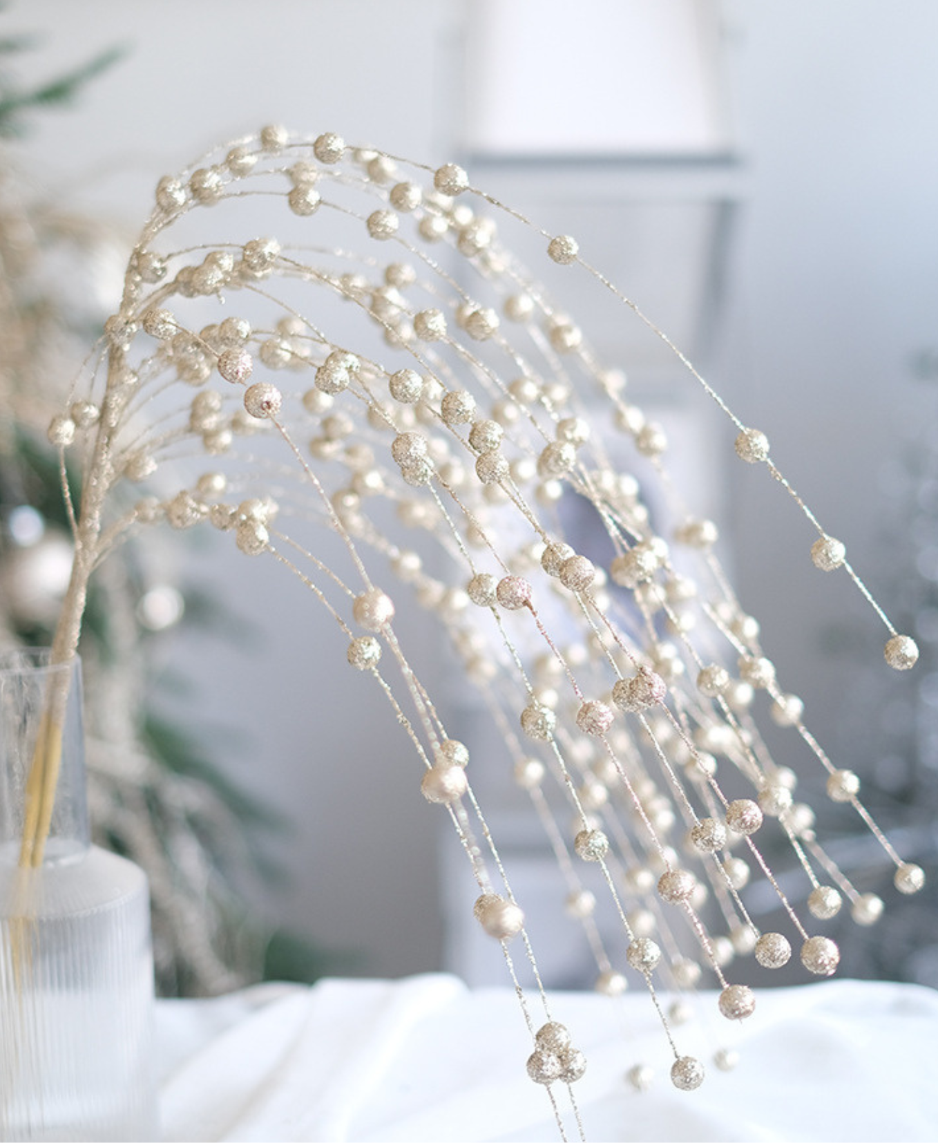 Champagne Beaded Spray Ornament