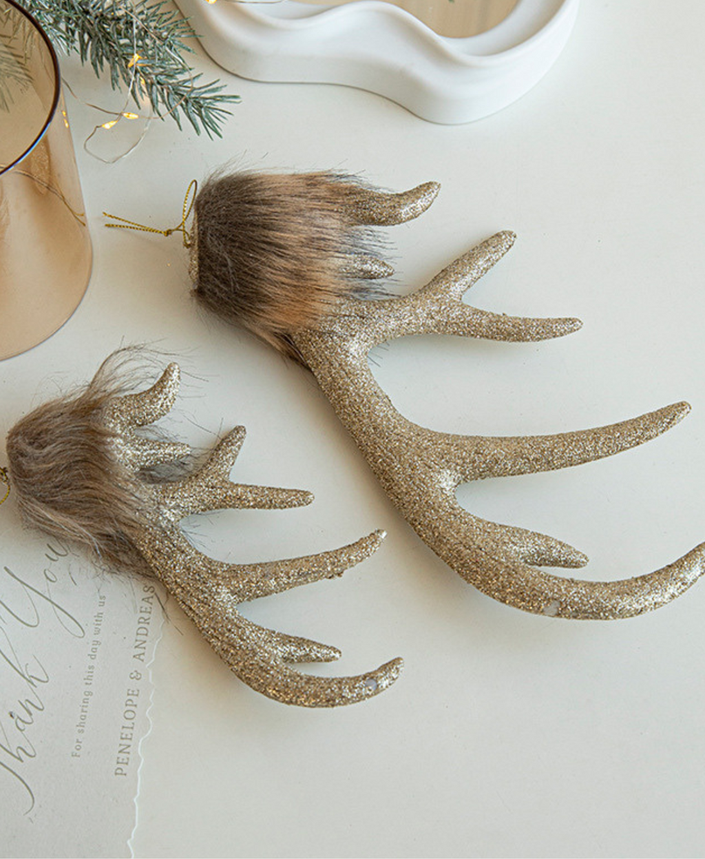 Champagne Antler Elk Ornament