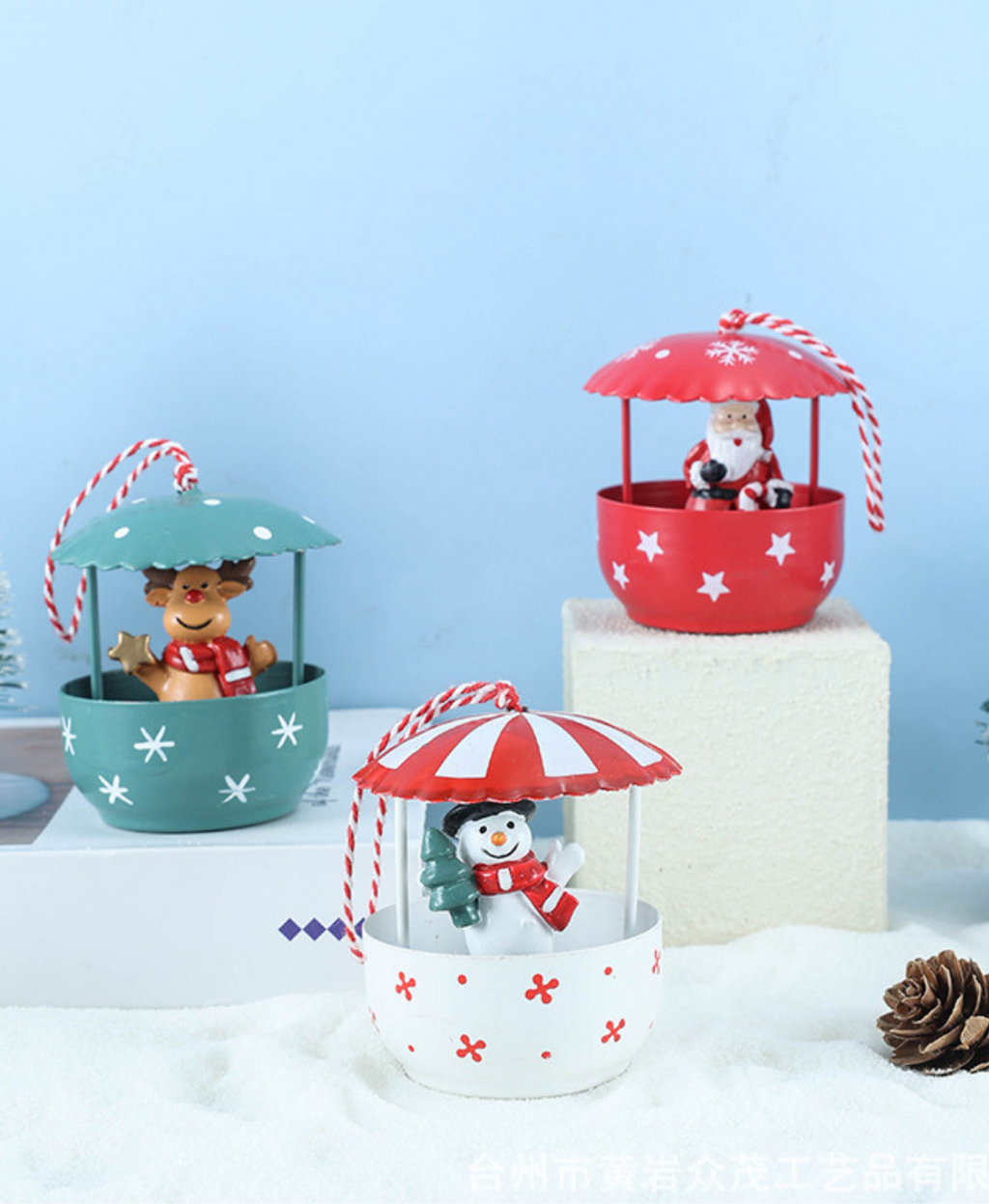 Santa & Snowman Parachute Ornaments