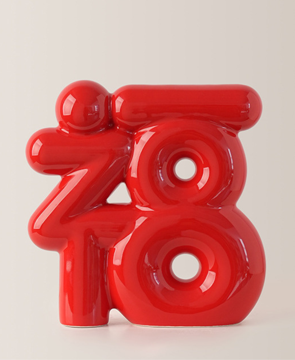 Red Prosperity Fu Ceramic Decor