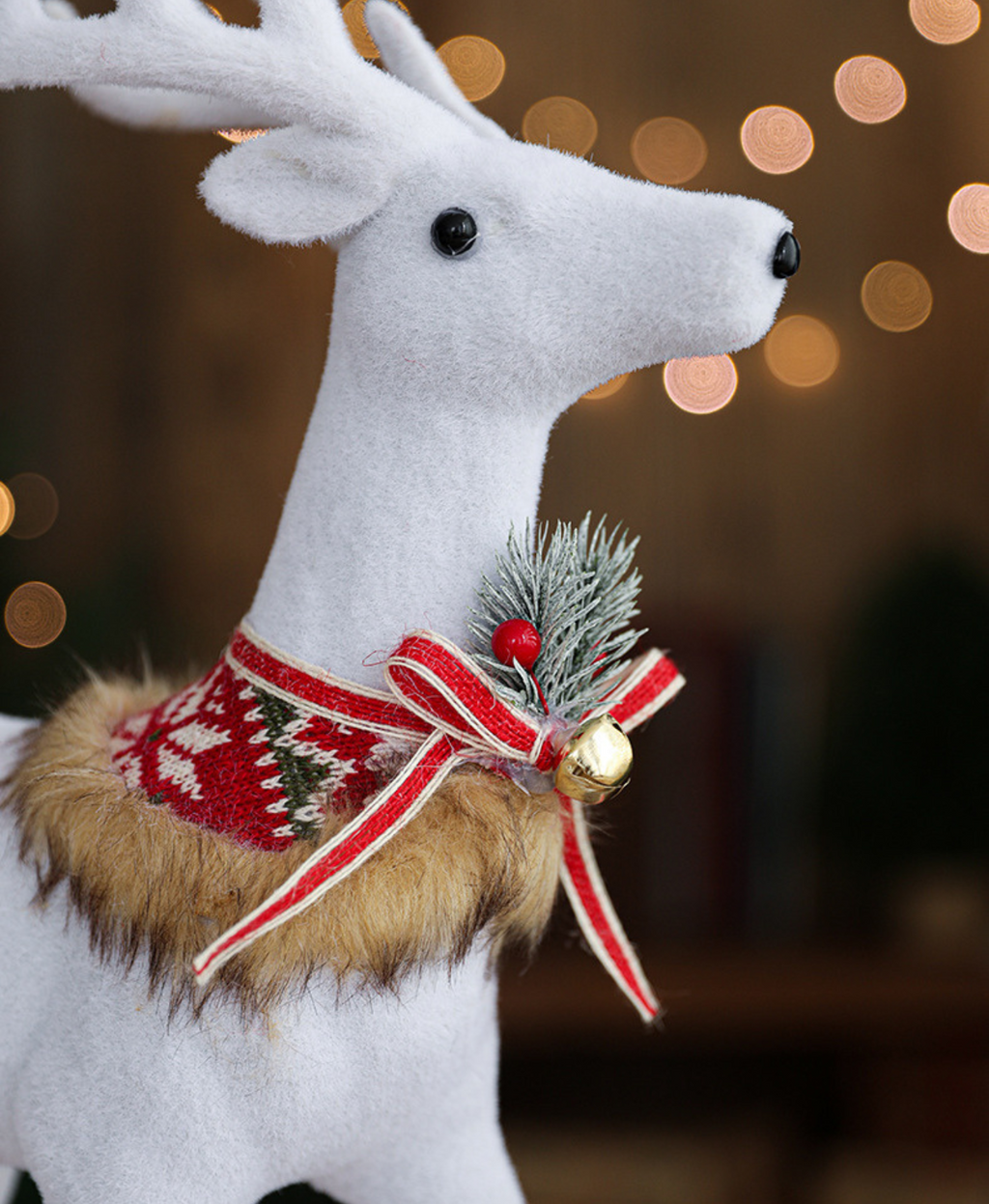 Holiday Elk with Knit Scarves Decoration
