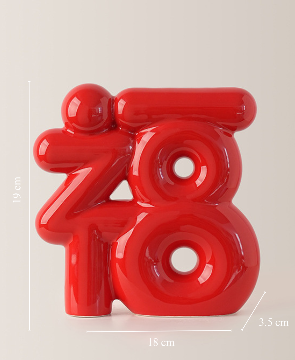 Red Prosperity Fu Ceramic Decor