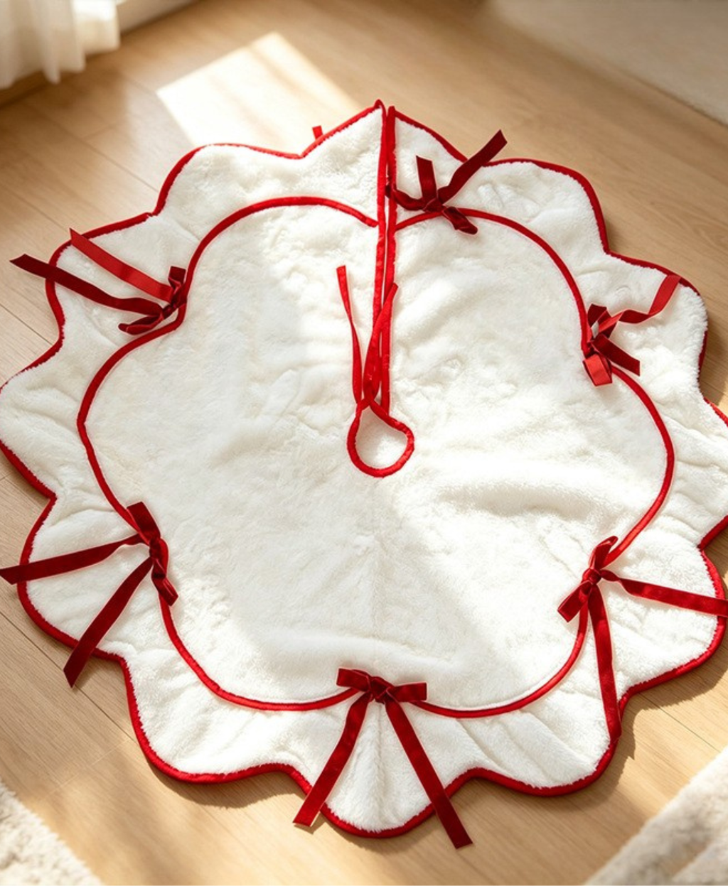 White Bow Christmas Tree Skirt