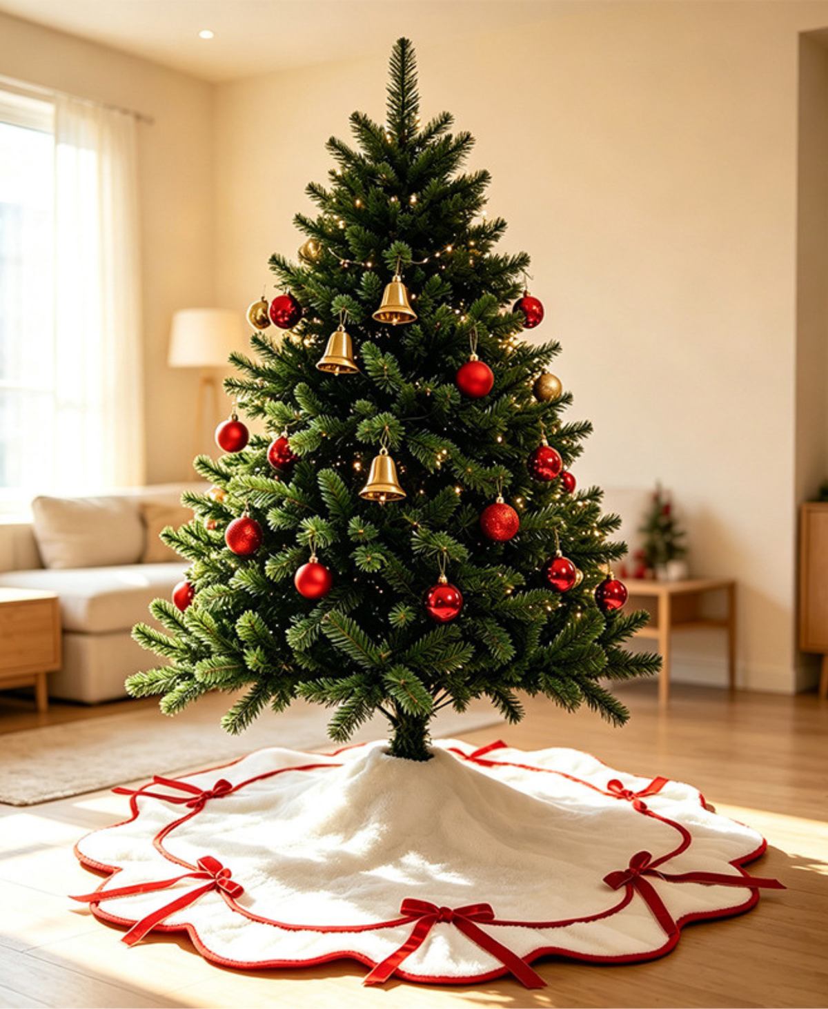 White Bow Christmas Tree Skirt