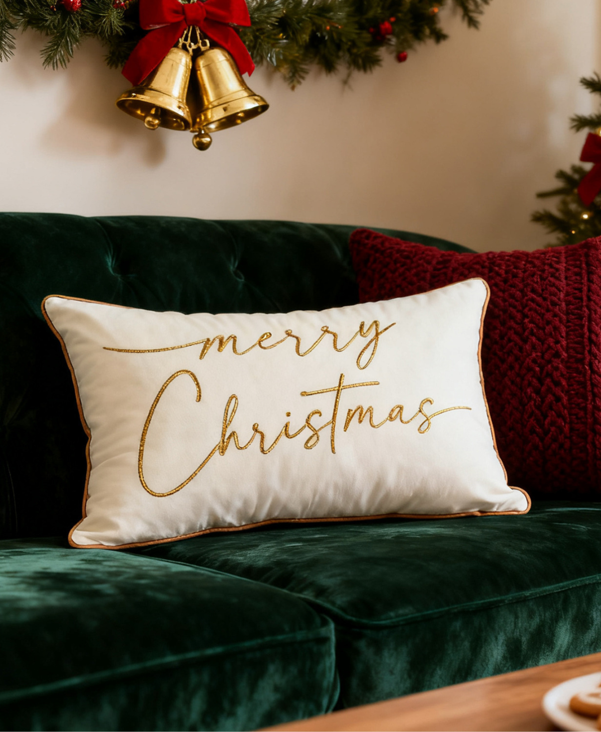 Merry Embroidered Cushion Cover
