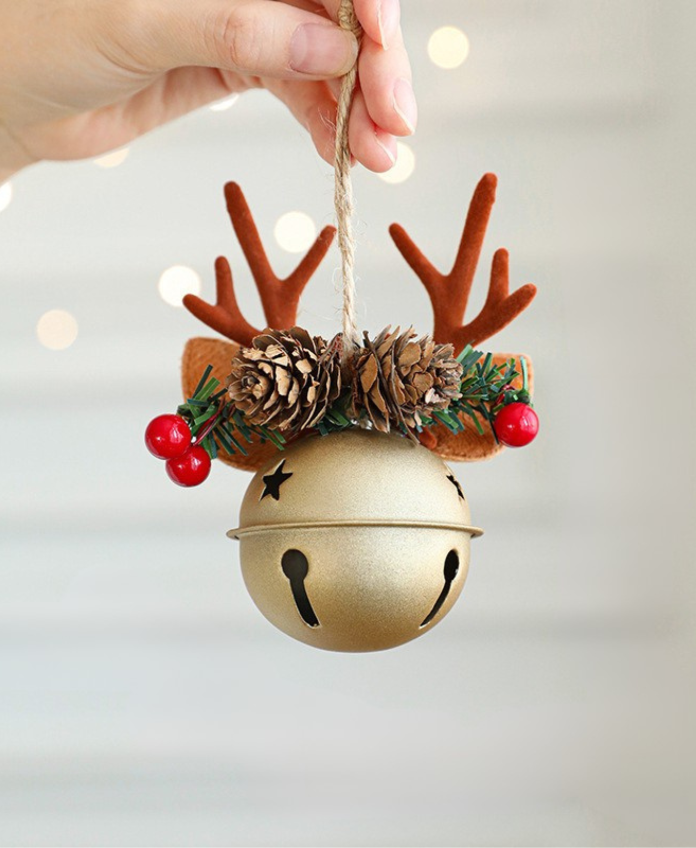 Pine Cone Antler Bell Ornament