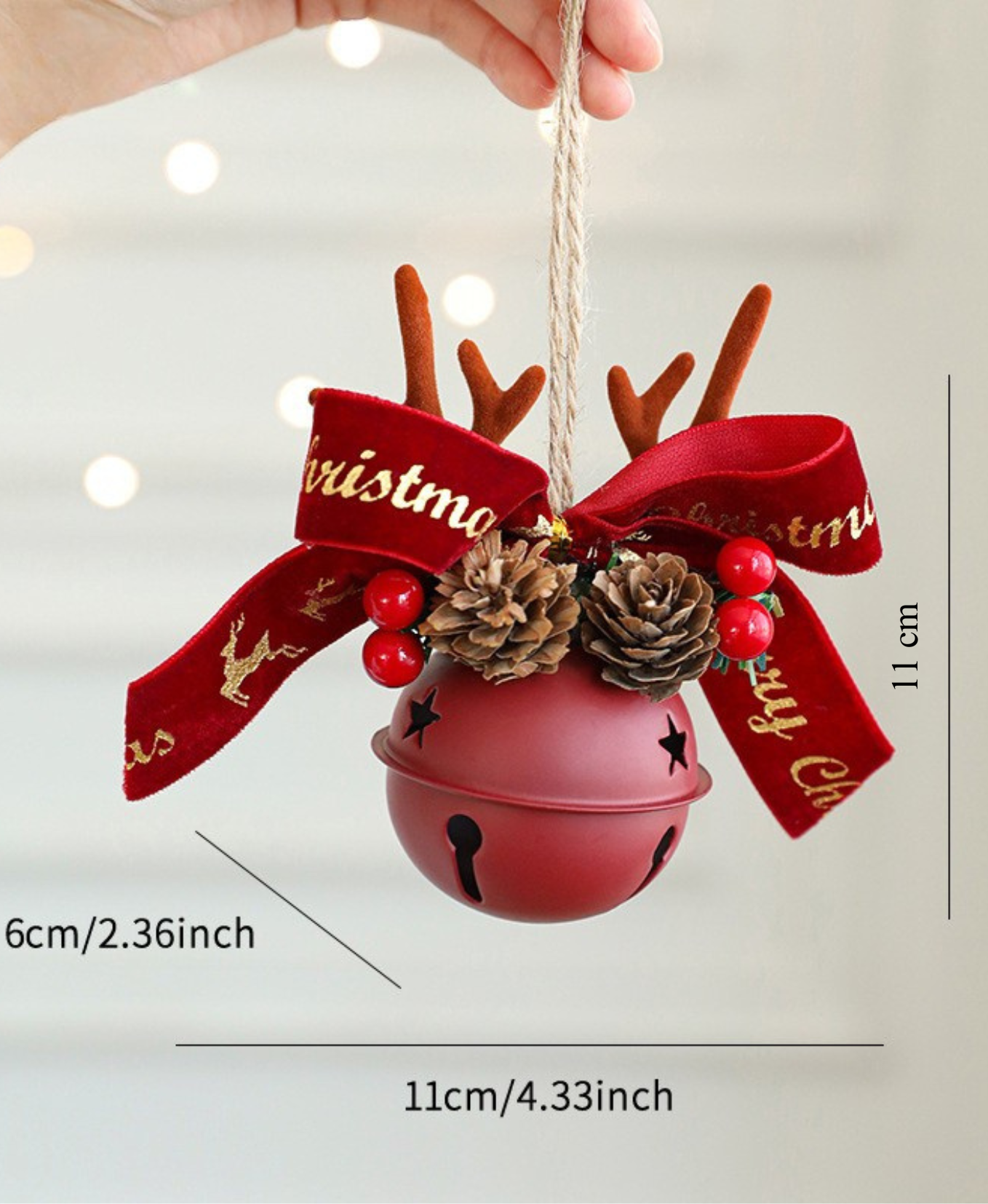 Pine Cone Antler Bell Ornament