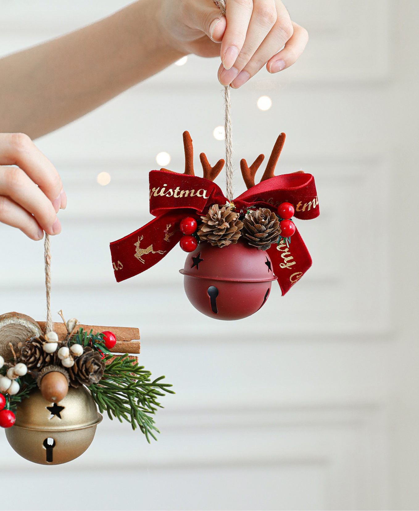 Pine Cone Antler Bell Ornament