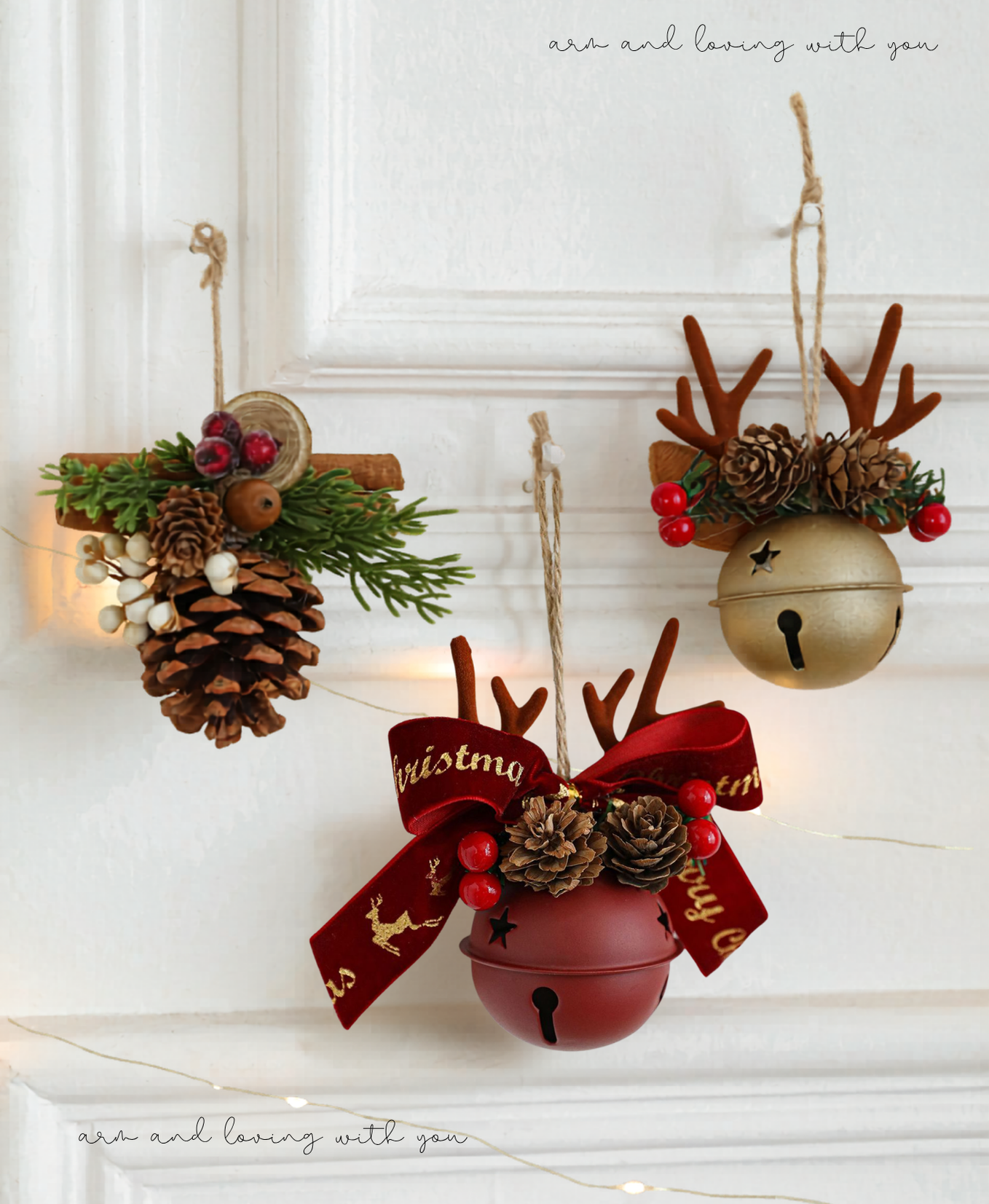 Pine Cone Antler Bell Ornament