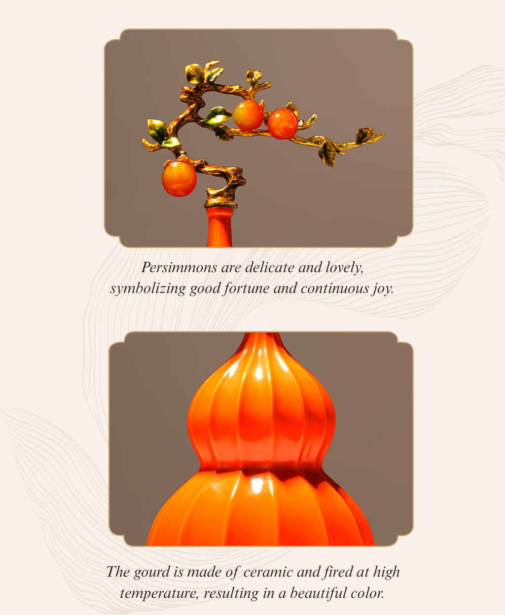Fortune Persimmon Gourd Vase Set