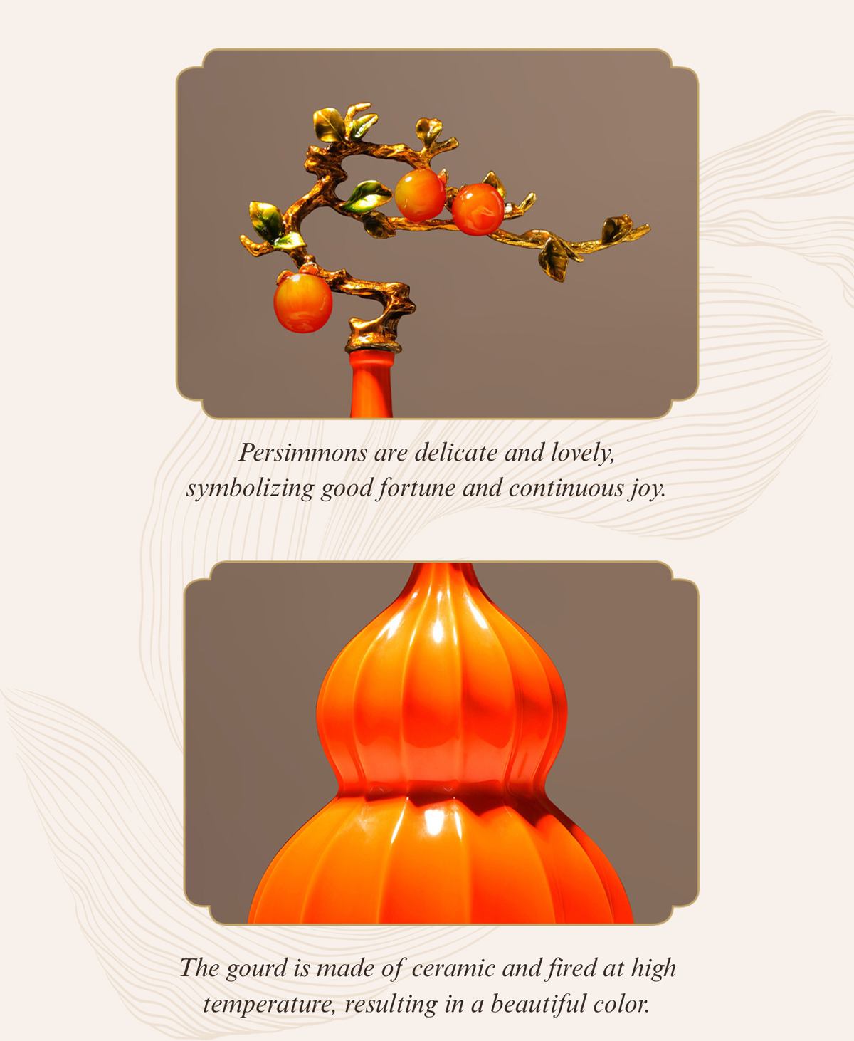 Fortune Persimmon Gourd Vase Set