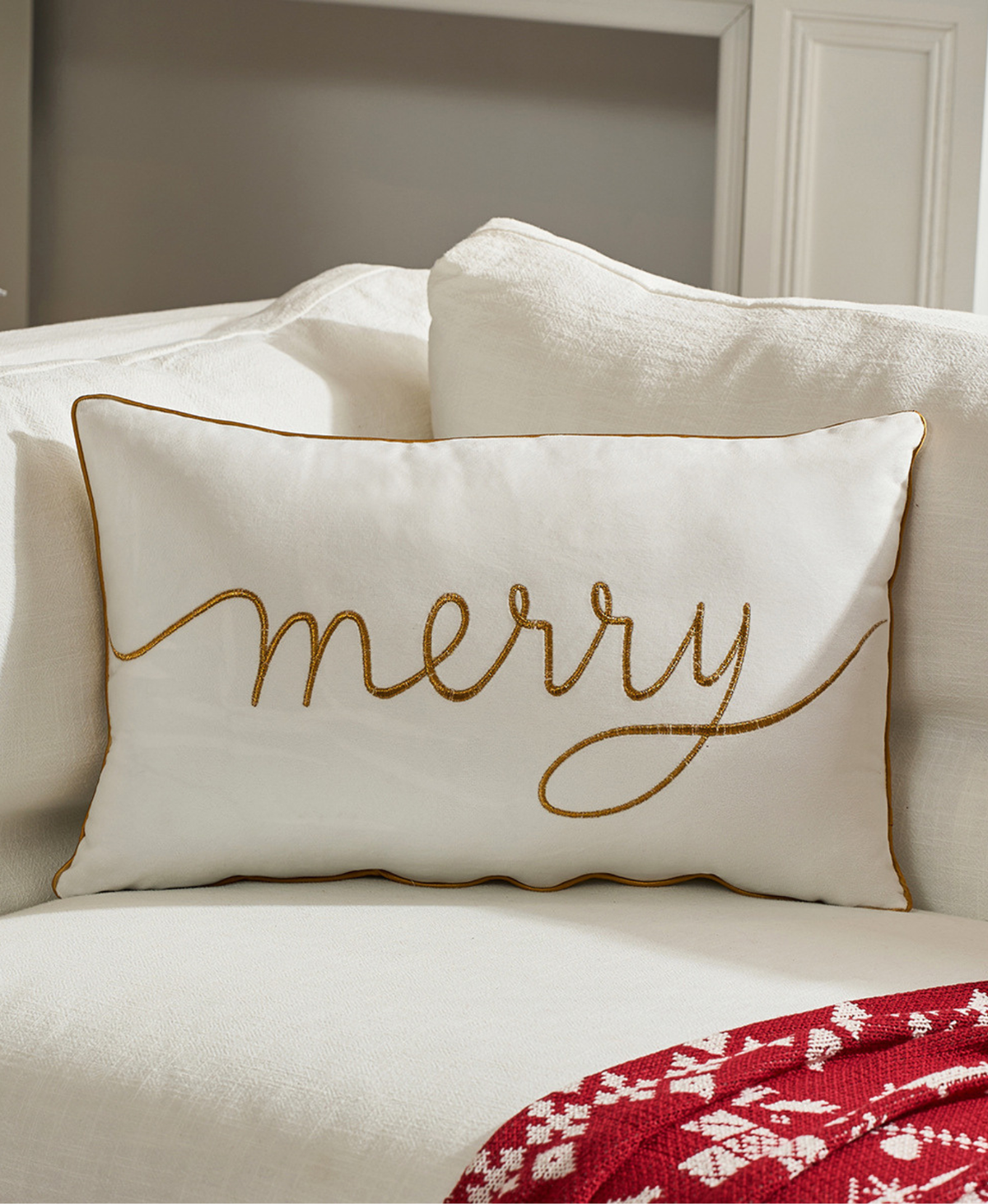 Merry Embroidered Cushion Cover