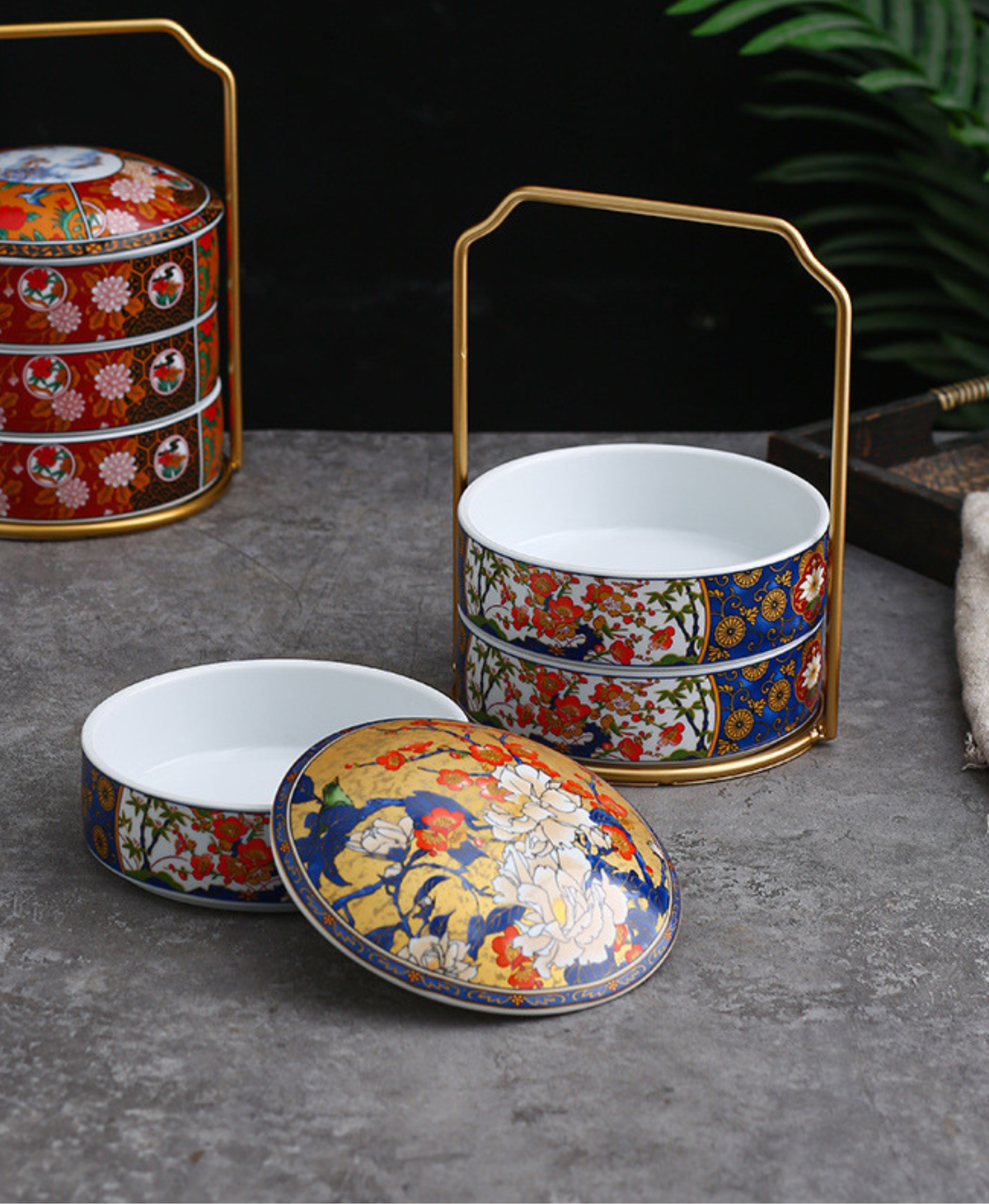 Japanese Peony & Bird Stack Box